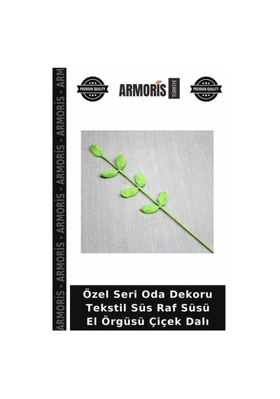 Özel Seri Oda Dekoru Tekstil Süs Raf Süsü El Örgüsü Çiçek Dalı Çok Renkli