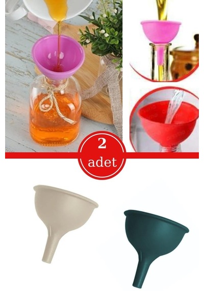 Flosoft 2 Adet Mini Huni, Pratik Silikon Yağ Sirkelik Huni 7cm 2'li Set