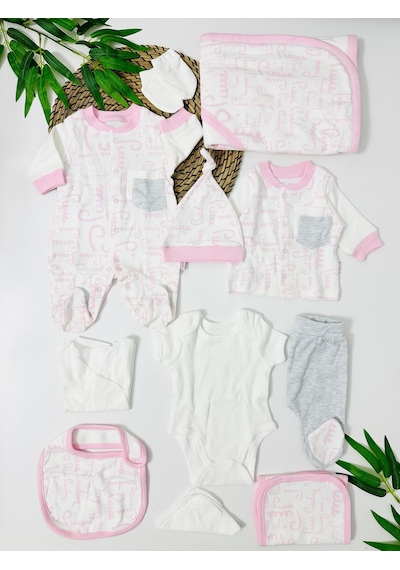 Alpbebe Barbuda Pierre Cardin 10lu Yenidoğan Hastane Çıkışı Set - Pembe Pembe