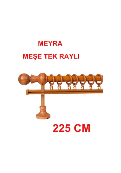 Meyra Demonte Başlıklı Ahşap Rustik Perde Askısı - Tek Raylı -meşe 225 Cm Meşe