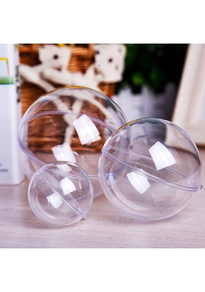 Lexroo 20 Adet 80 Mm Süs Topları Noel Dekorasyon Topları, Şeffaf Plastik Doldurulabilir Süs Topu Standart