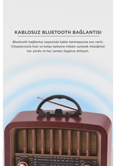 Özel Üretim Kahverengi Ahşap Bluetooth Hoparlör Nostaljik Radyo D57