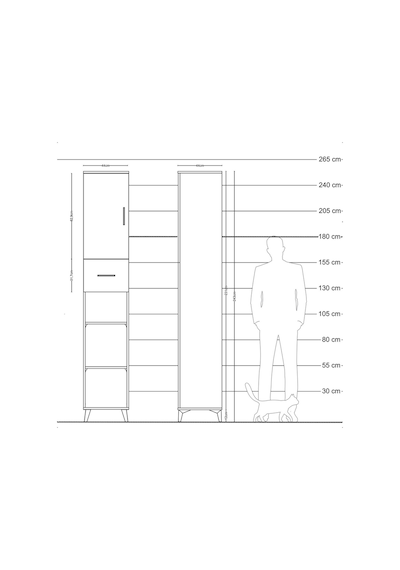 Hyperion Dolap 5 Raflı Tek Çekmeceli Tek Kapaklı 44x44x243 An... Antrasit