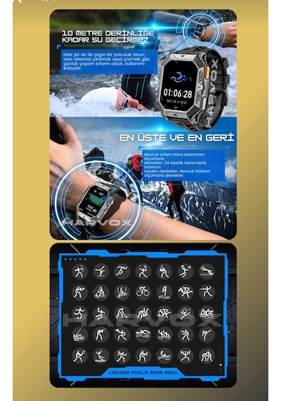 Harvox X1 Pro Tank Outdoor Akıllı Saat (İthalatçı Garantili)