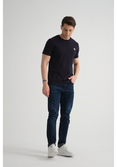 Shooter Sportwear Shooter Erkek Pamuklu Esnek T-shirt Standart Kalıp Minimal Logolu Lacivert