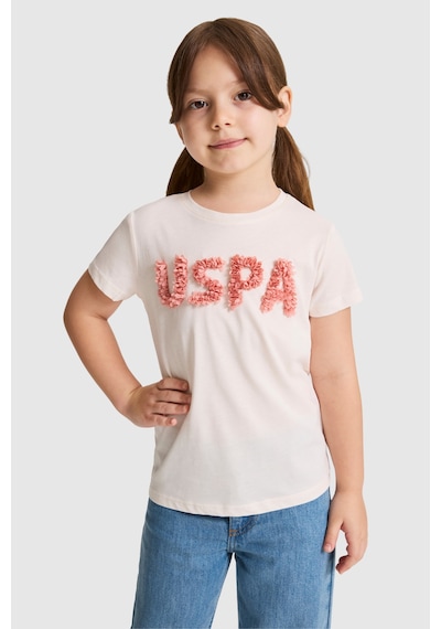 U.S. Polo Assn. Kız Çocuk Krem Tişört 50325656-vr071