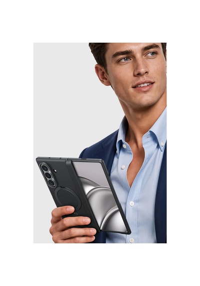 Torras Samsung Galaxy Uyumlu Z Fold 8 Ultra Ostand Q3 Spin 2 Adet Ekran Koruyuculu Magsafe Kılıf Siyah