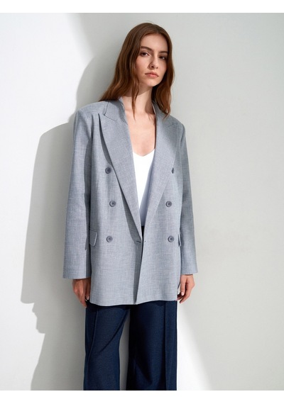 DİLVİN 60811 Keten Karışımlı Blazer Ceket-mavi