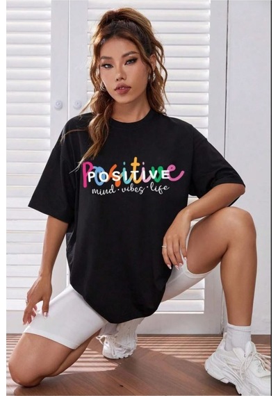 Medinenur Positive Baskılı Unisex Tshirt Siyah