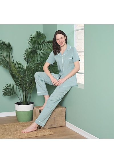 Over Sleep By Poleren Over Sleep 1864 Kadın Kısa Kol Modal Yazlık Pijama Takım Mint