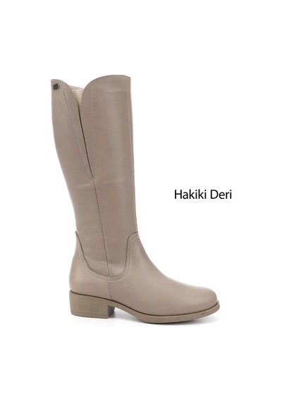 Gönderi(R) Gönderi R Kadın Bej Fermuarlı Kalın Topuklu Hakiki Deri Çizme Dkzc61346536 Bej