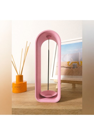 3d Baskı The Shrine Tütsülük - Modern Kemer Formlu Tütsü Tutucu-pembe