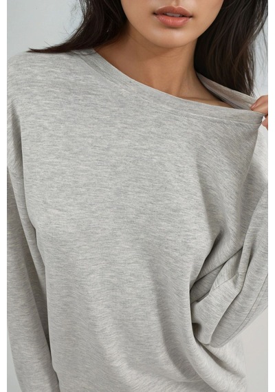 Hiccup Busem Rahat Kesim Bisiklet Yaka Modal Sweatshirt Açık Gri