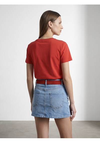 Dilvin 32779 Bisiklet Yaka T-shirt-kırmızı