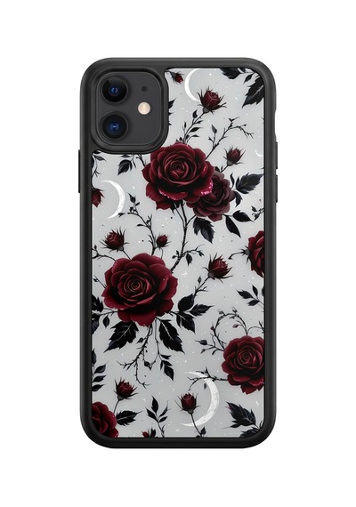 İphone 11 Uyumlu Gül Desenli Kamera Korumalı Darbelere Dayanıklı Kılıf 1205-gül-iphone11