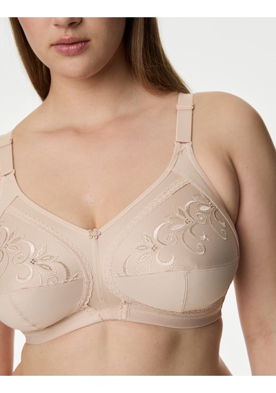 Marks & Spencer İşleme Detaylı Toparlayıcı Pamuklu Sütyen T33008020 Bej