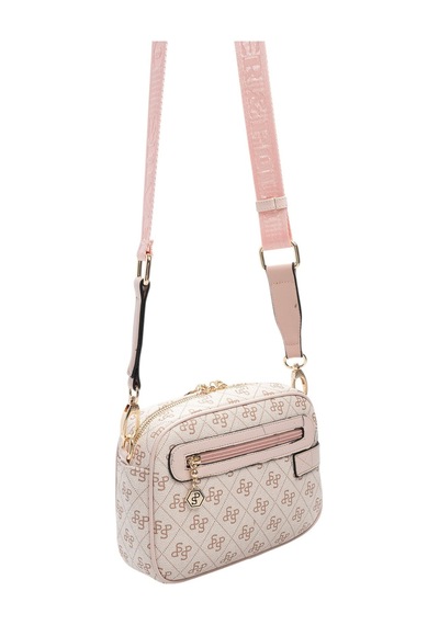 Silver & Polo Silver Polo Pembe - Pudra Monogram Kadın Çapraz Çanta Sp1256
