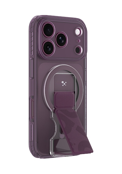 Apple iPhone Uyumlu 18 Pro Kılıf M-safe Şarj Özellikli Standlı Amazingthing Titan Pro Grip Stand Serisi Kapak Mor