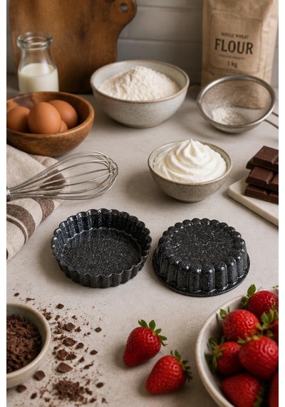 Busstier Mini Alüminyum Döküm Kek Kalıbı Seti 2 Adet Çap 11 Cm Dayanıklı Ve Yapışmaz Tasarım Tart Diğer