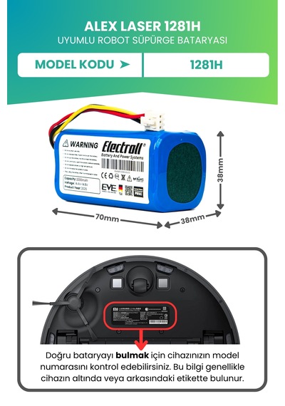 Alex Laser 1281h Uyumlu Batarya Ultra Yüksek Kapasite 3200mah