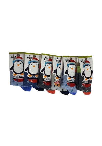 Hepsinerakip Lababy Renkli Desenli Pamuklu Erkek Bebek/Çocuk Çorabı 6 Lı Paket