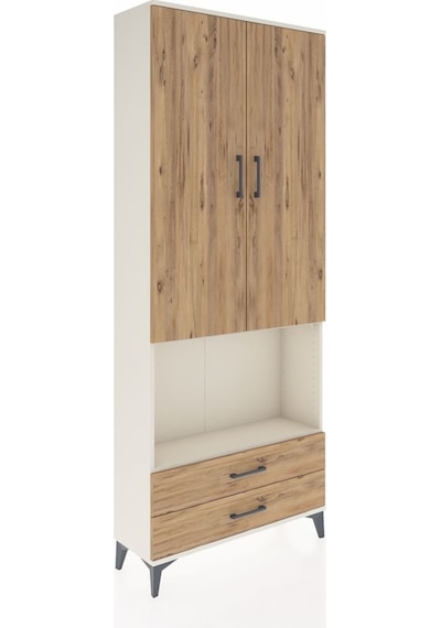 Arges Dolap 3 Raflı 2 Çekmeceli Tek Askılı 88x30x221 Aytaşı-çam Aytası