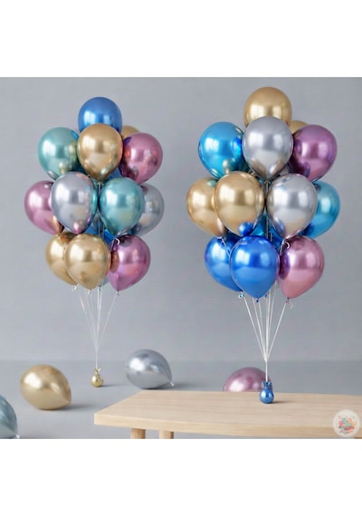 Metalik Asorti Balon 20 Adet 11' 28cm Parti Ve Doğum Günü Balonu Çok Renkli