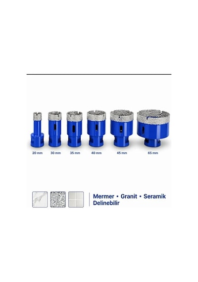 Mucit Home Pro Kutu 6 Parça Elmas Kaplı Panç Seti 20-65 Mm Mermer Granit Seramik Delme Panç
