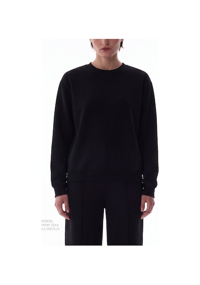Penti Siyah Modal Bisiklet Yaka Oversize Sweatshirt