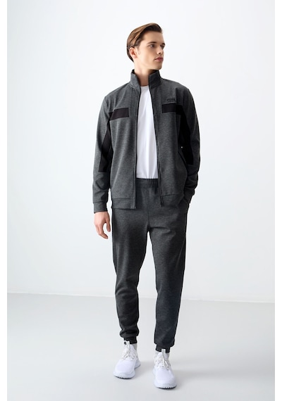Tommy Life Antrasit Melanj Yüzeyi Dokulu Standart Fit Nakışlı Erkek Eşofman Takım - 85248 Antrasit - Melanj Antrasit  Melanj
