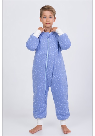 Cantoy Erkek Çocuk Uyku Tulumu 6-9 Yaş Kalın Elyaf Dolgulu Premium Kalite 2.5 Tog-gök Mavisi Mavi