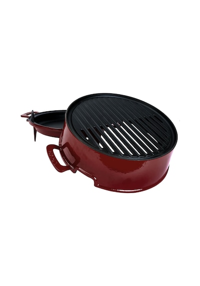 Lava Döküm Yuvarlak Mangal Izgara Set Döküm Demir Yekpare Çift Kulplu Çap Ø 36cm. Bordo