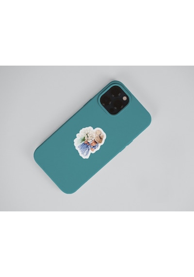 Vintage Blue Lady Sticker Set - 3 Adet - Parlak Kağıt