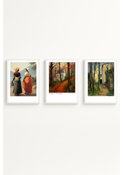 Beyaz Ahşap Çerçeveli Camille Pissarro Tablo Seti Huhu555