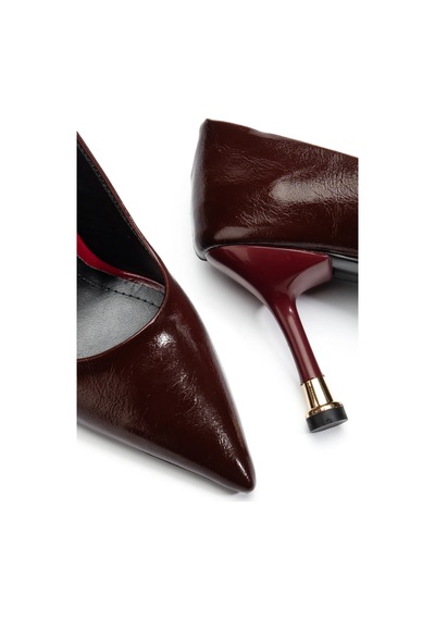 Ketrin Stiletto Rugan Ayakkabı Bordo