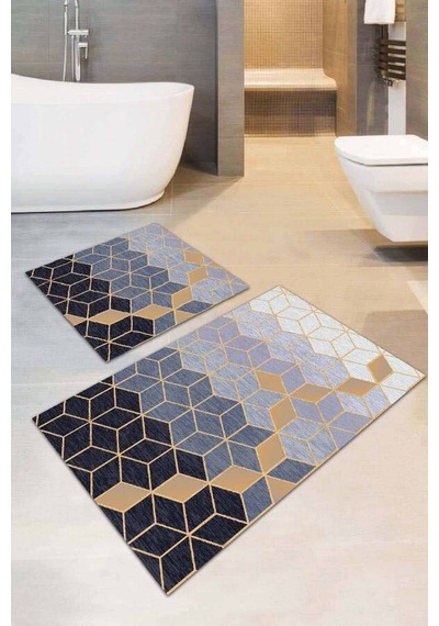Siyah Petek Banyo Halısı Klozet Takımı Paspas Seti Bs038n11