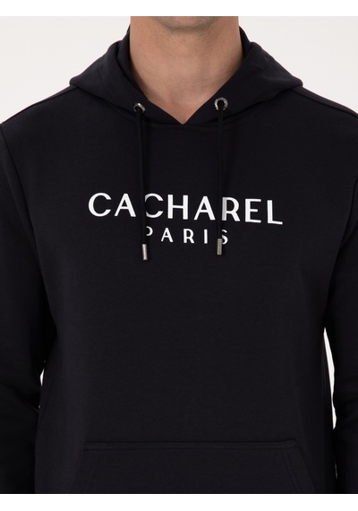 Lacivert Regular Fit %100 Pamuk Kapüşonlu Sweatshirt