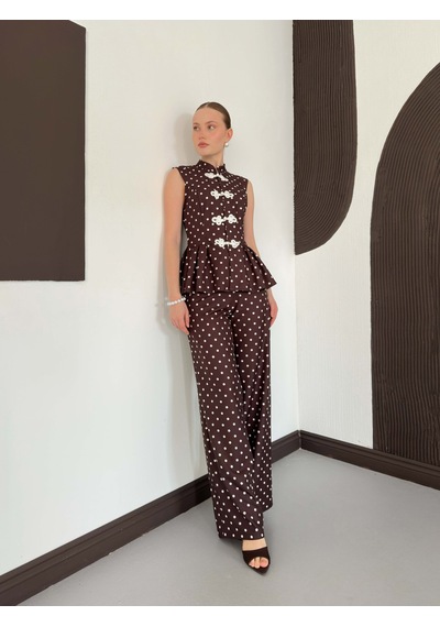 Verymoda Puantiyeli Pantolon D3075 Kahve