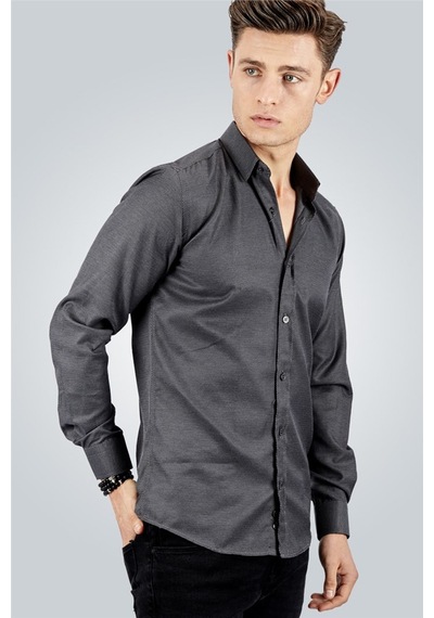 Tudors Modern Slim Fit Pamuklu Kolay Ütü Armürlü Erkek Gri Gömlek-12761-gri Gri Tudors Modern Slim Fit Pamuklu Kolay Ütü Armürlü Erkek Gri Gömlek-12761-gri Gri