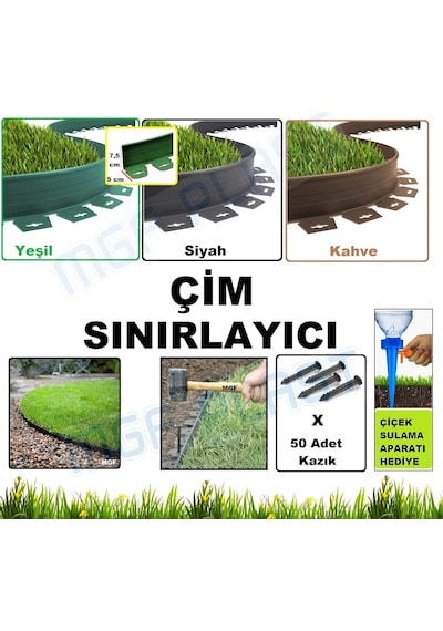 Çim Ayırıcı Plastik Çim Sınırlayıcı Bordür(Renk&Mt. Seçeneklidir)