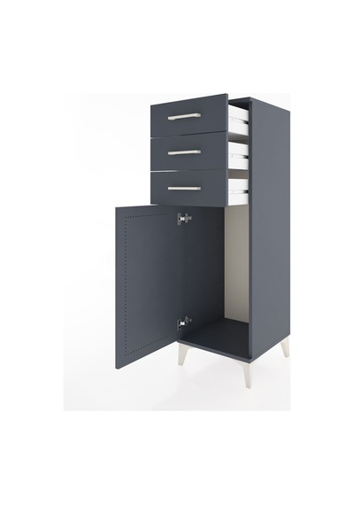 Hyperion Dolap 3 Çekmeceli Tek Kapaklı 44x44x134 Antrasit-antrasit Antrasit