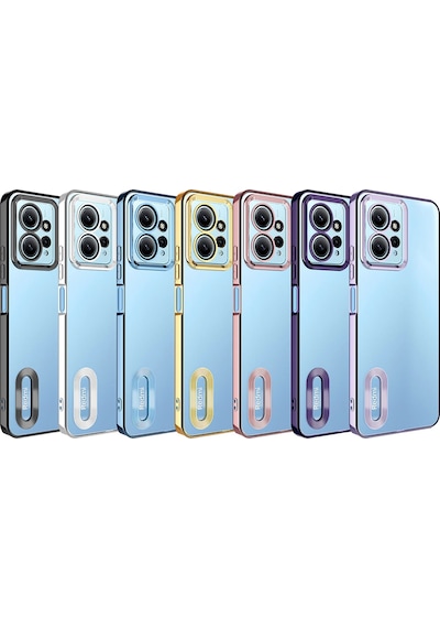 Xiaomi Redmi Note 12 4g Kılıf Kamera Korumalı Logo Gösteren Zore Omega Kapak Gold