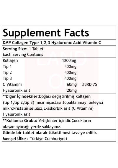 Dmp Collagen Tip 1-2-3 Hyaluronic Acid Vitamin C 200 Tablet