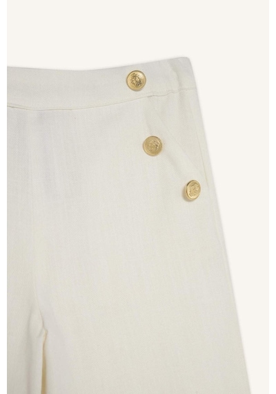 Defacto Straıght Fıt Geniş Paça Gabardin Pantolon Kız Çocuk H2977a826smer105 Ekru-er105