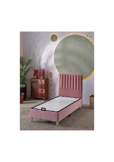Beehanem Ezgi Pembe 90x190 Genç Odası Tek Kişilik Baza Başlık Seti Modern 2'li Set 90 x 190