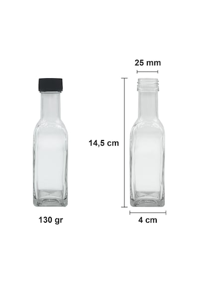 Afracam Maraska Şeffaf 100 ML Cam Şişe Sızdırmaz Kapak 12 Adet
