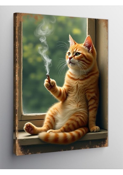 Kanvas Tablo Dertli Kedi 100cmx140cm