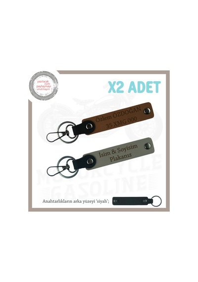 Ekiplere Özel Hediyelik Set, İsim Ve Plaka Yazılabilen X2'li Anahtarlık, Kül Gri-kahve-syh Çok Renkli