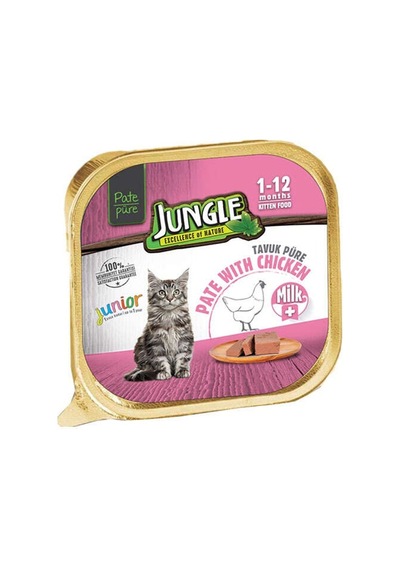 Jungle Junior Tavuklu ve Sütlü Pate Yavru Kedi Yaş Maması 100 G