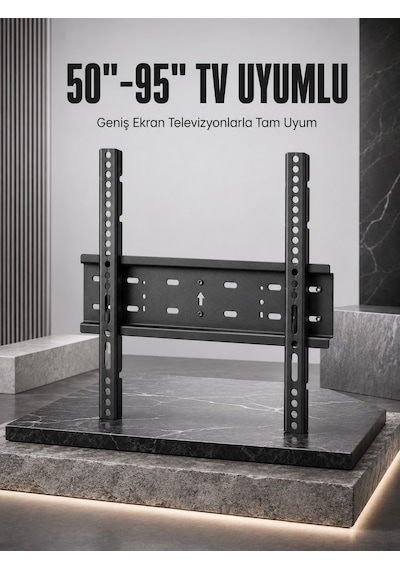Tv Duvar Askı Aparatı 50-95 İnç Uyumlu Güvenli Sabit Montaj - Lisinya